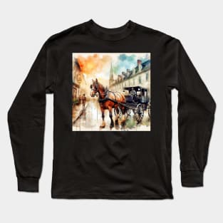 Artist illustration of an idealist town from the horse and buggy days. Long Sleeve T-Shirt